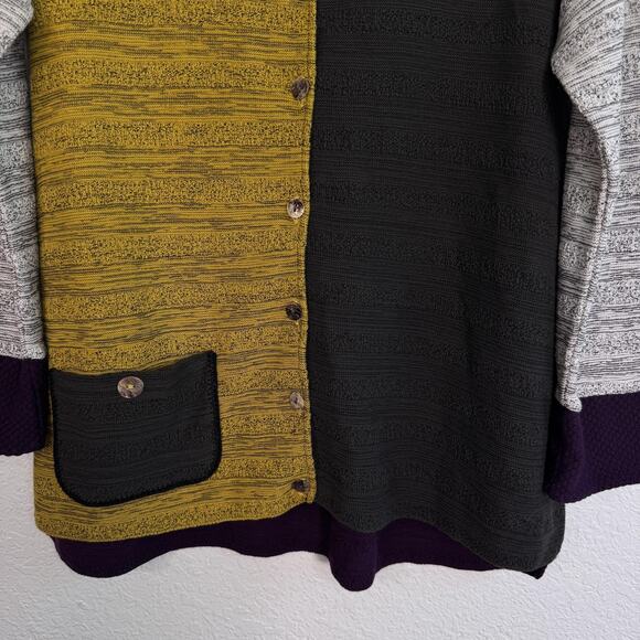 Margaret Winters Cardigan Womens Small Colorblock Knit Sweater Jacket Lagenlook - Picture 6 of 11